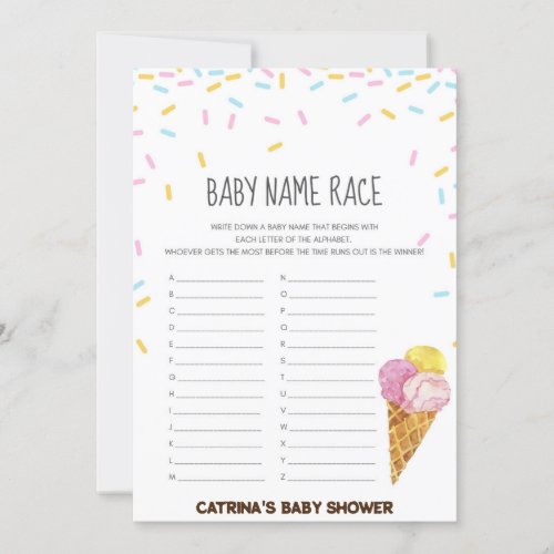 Ice Cream Sprinkle Baby Shower _Editable Name 5x7 Invitation