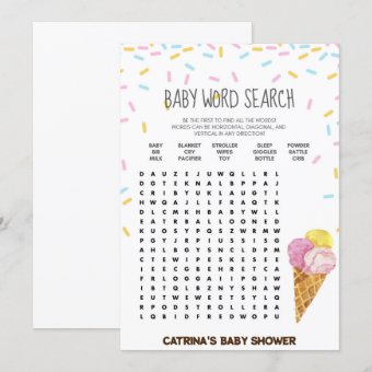 Ice Cream Sprinkle Baby Shower -Editable Name, 5x7 Invitation | Zazzle