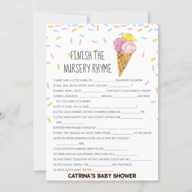 Ice Cream Sprinkle Baby Shower -Editable Name, 5x7 Invitation | Zazzle