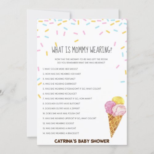 Ice Cream Sprinkle Baby Shower _Editable Name 5x7 Invitation