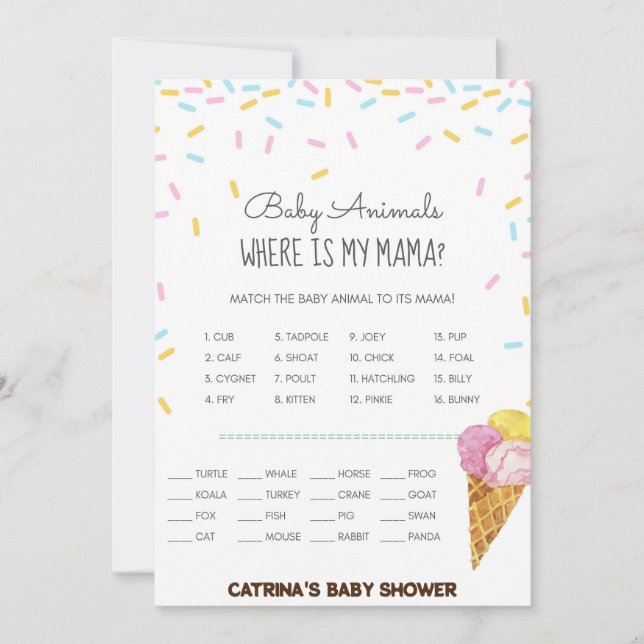 Ice Cream Sprinkle Baby Shower -Editable Name, 5x7 Invitation (Front)