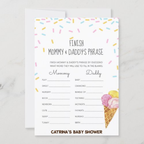 Ice Cream Sprinkle Baby Shower _Editable Name 5x7 Invitation