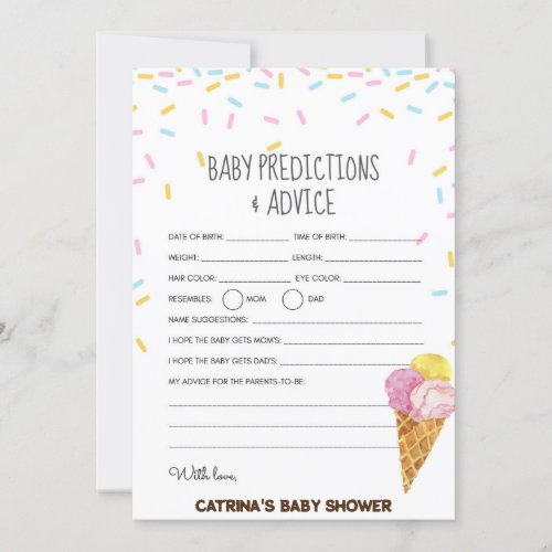 Ice Cream Sprinkle Baby Shower _Editable Name 5x7 Invitation