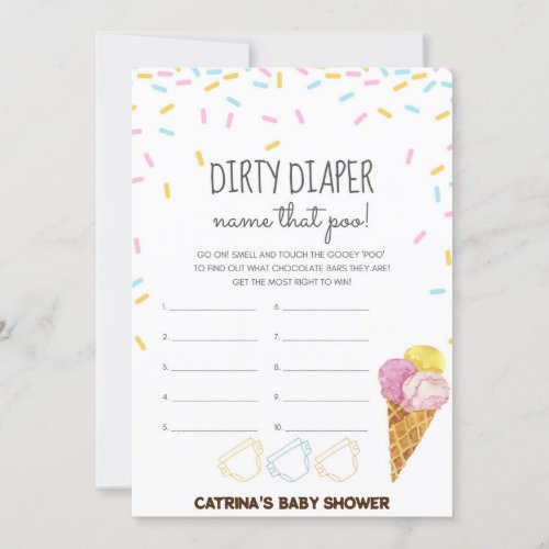 Ice Cream Sprinkle Baby Shower _Editable Name 5x7 Invitation