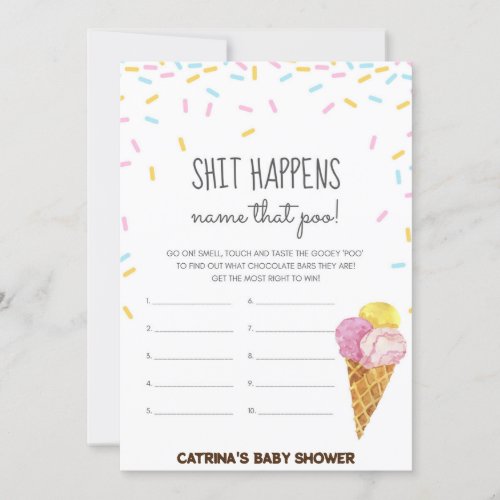 Ice Cream Sprinkle Baby Shower _Editable Name 5x7 Invitation