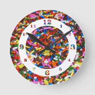 Ice Cream Sprinkles Numbered Round Clock