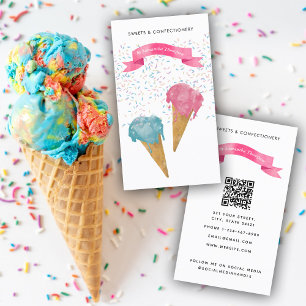 Ice Cream & Sprinkles Pastry Chef Bakery Business Card