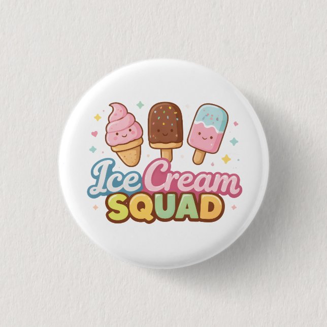 Ice Cream Squad Cute Cartoon Popsicle Button (Front)