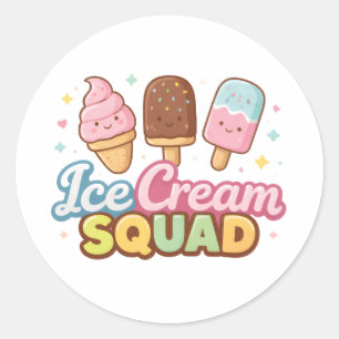 Ice Cream Squad Cute Cartoon Popsicle Classic Round Sticker