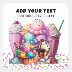ICE CREAM SQUARE STICKER