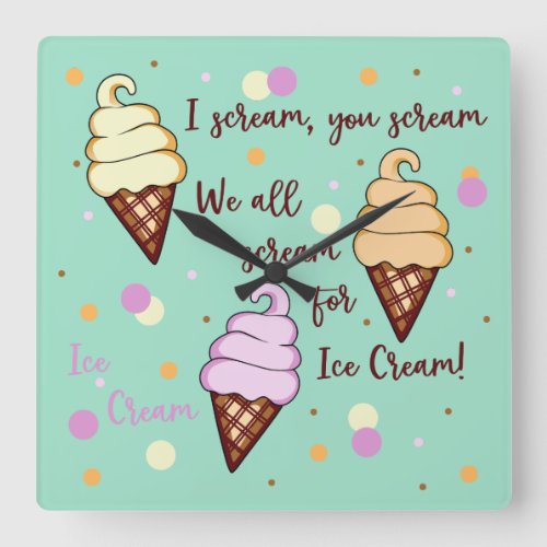 Ice Cream Square Wall Clock