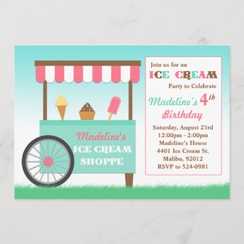 Ice Cream Stand Birthday Party Invitation by eventfulcards at Zazzle
