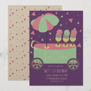 Ice Cream Stand Confetti Birthday Party Purple