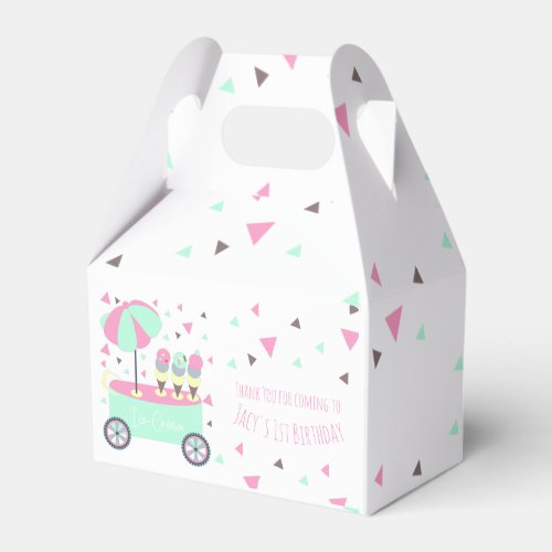 Ice Cream Stand Confetti Pink Birthday Party Favor Boxes