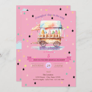 Ice Cream Stars Birthday Invitation
