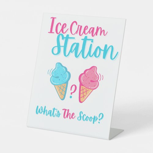Ice Cream Station Whats the Scoop Gender Reveal  Pedestal Sign