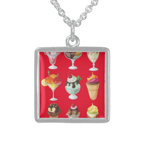 Ice cream sterling silver necklace