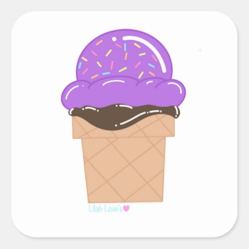 Ice Cream Sticker Square Sticker