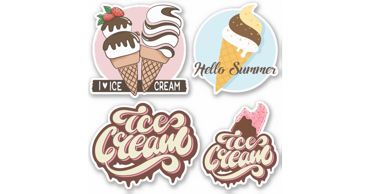 White Cream Sticker Ice Cream stickers | Zazzle