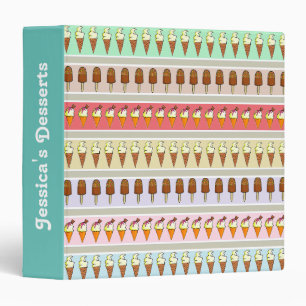 Ice Cream Stripes Personalised 3 Ring Binder