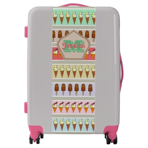 Ice Cream Stripes Personalised Luggage