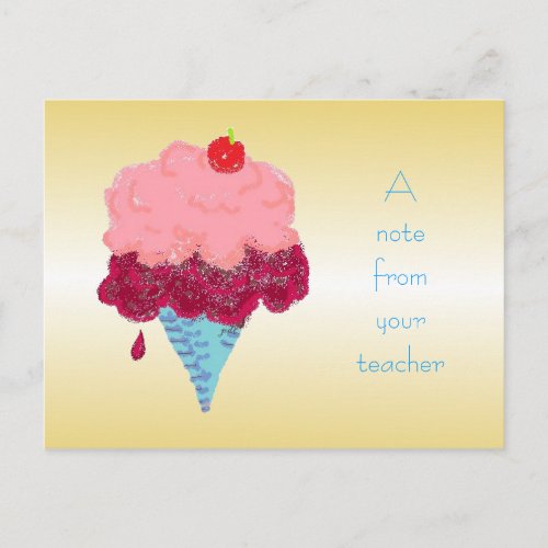 Ice Cream Student Welcome From Teacher Postcard