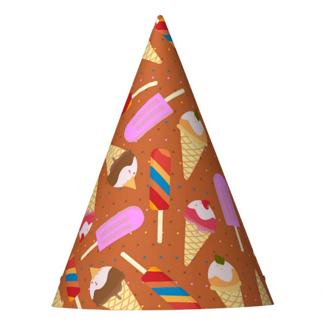Ice cream summer pattern Birthday Party Party Hat (Front)