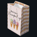 Ice Cream Summer Scooped Up Bridal Shower Favor Medium Gift Bag<br><div class="desc">Celebrate the special day before your loved one ties the knot with Scooped Up Bride Shower Favor Gift Bag! Our customized ice cream-themed bridal shower theme feature unique bohemian elements like modern watercolor scoops of ice cream. Perfect for a summer outdoor bohemian themed wedding shower, make her celebration memorable with...</div>