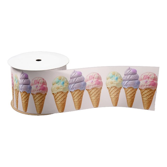 Ice Cream Summer Scooped Up Bridal Shower Favor Satin Ribbon (Spool)