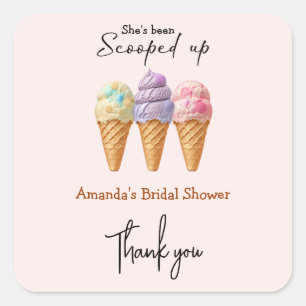 Ice Cream Summer Scooped Up Bridal Shower Favor Square Sticker