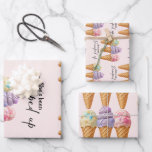 Ice Cream Summer Scooped Up Bridal Shower Favor Wrapping Paper Sheets<br><div class="desc">Celebrate the special day before your loved one ties the knot with Scooped Up Bride Shower Favor Gift Wrapping Paper! Our customized ice cream-themed bridal shower theme feature unique bohemian elements like modern watercolor scoops of ice cream. Perfect for a summer outdoor bohemian themed wedding shower, make her celebration memorable...</div>