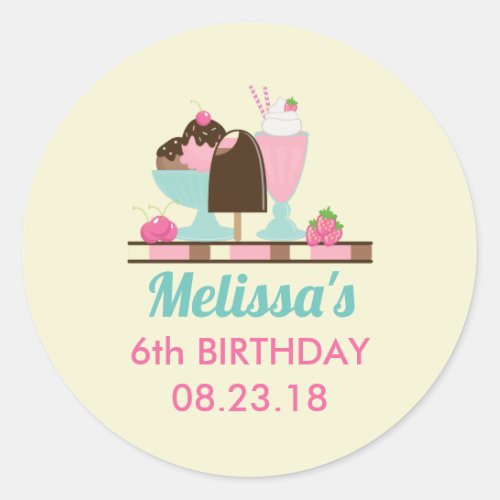 Ice Cream Sundae and Other DeliciousTreats Classic Round Sticker