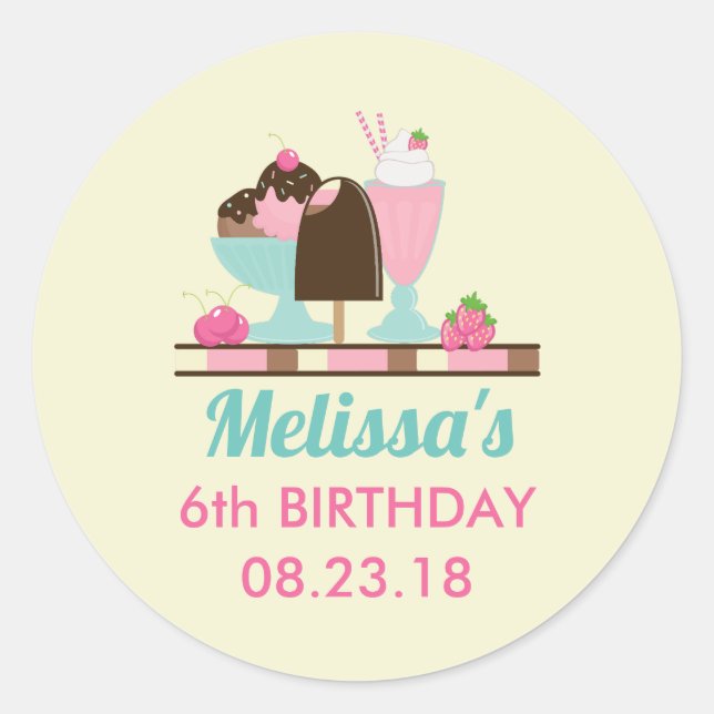 Ice Cream Sundae and Other DeliciousTreats Classic Round Sticker (Front)