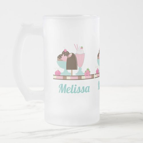 Ice Cream Sundae and Other DeliciousTreats Frosted Glass Beer Mug