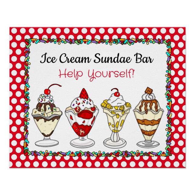 Ice Cream Sundae Bar Baby Shower or Wedding Poster (Front)