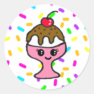 Ice Cream Sundae Birthday Party Classic Round Sticker