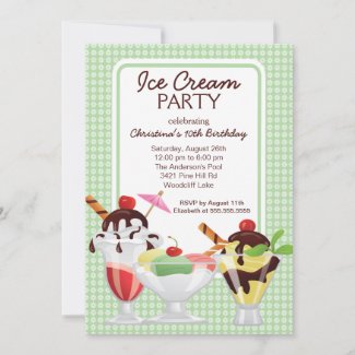 Ice Cream Sundae Birthday Party Invitation