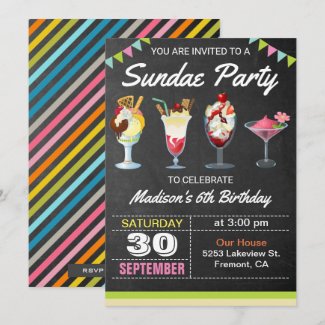 Ice Cream Sundae Birthday Party Invitation