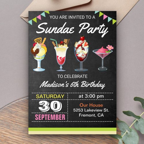 Ice Cream Sundae Birthday Party Invitation
