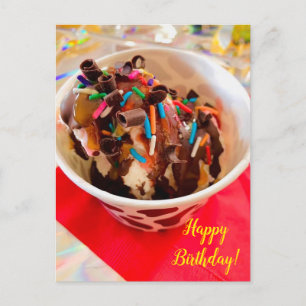 Ice Cream Sundae Birthday Postcard