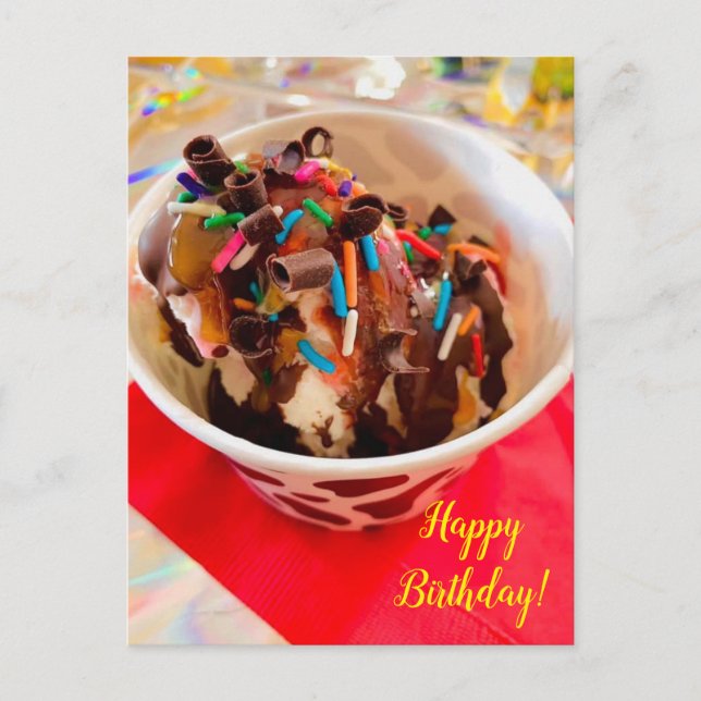 Ice Cream Sundae Birthday Postcard (Front)