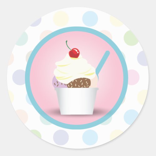 Ice Cream Sundae Classic Round Sticker