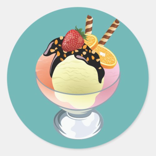 Ice Cream Sundae Classic Round Sticker