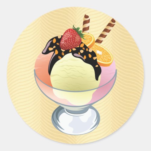 Ice Cream Sundae Classic Round Sticker