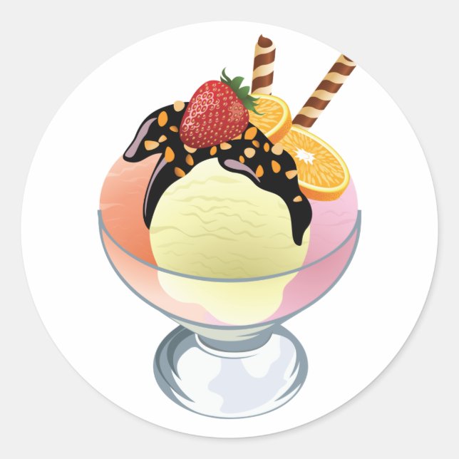 Ice Cream Sundae Classic Round Sticker (Front)