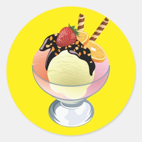 Ice Cream Sundae Classic Round Sticker