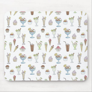 Ice Cream Sundae Collage Cute Pattern Mouse Pad