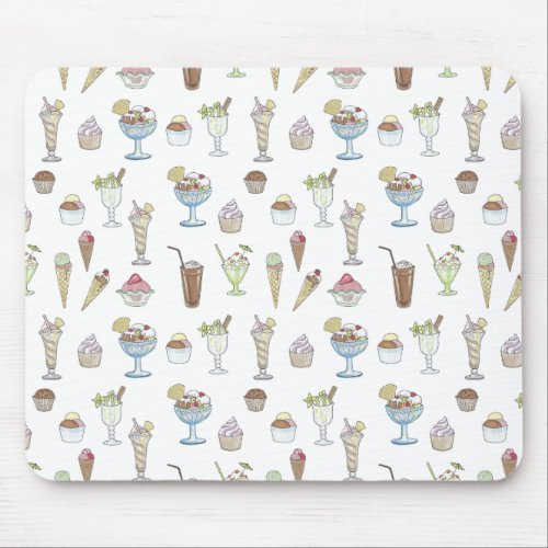 Ice Cream Sundae Collage Cute Pattern Mouse Pad
