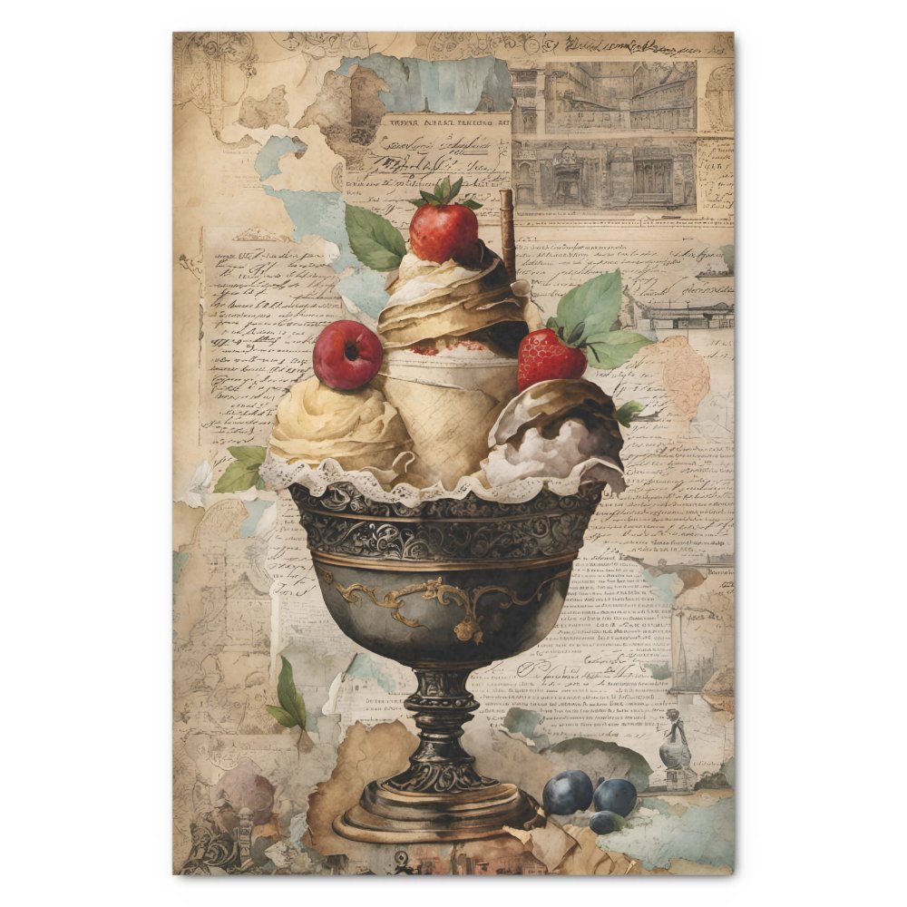 Ice cream Sundae Collage Decoupage Tissue Paper