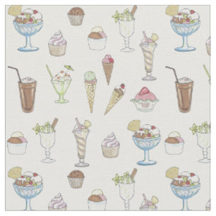 Ice Cream Sundae Collage Fabric